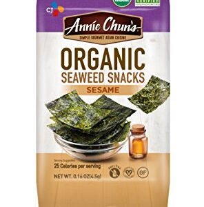 Annie Chun’s Organic Seaweed Snacks, Sesame, 0.16-ounce (Pack of 12), America’s #1 Selling Seaweed Snacks