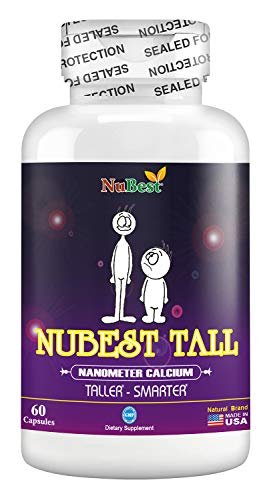 Maximum Natural Height Growth Formula – NuBest Tall 60 Veggie Capsules – Herbal Peak Height Pills – Grow Taller Supplements – Nanometer Calcium – Doctor Recommended