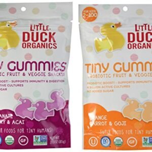 Little Duck Organics Tiny Gummies Probiotic Fruit & Veggie Snacks 2 Flavor Variety Bundle: (1) Little Duck Organics…