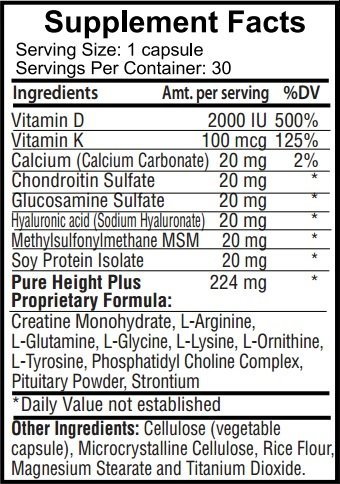 PureHeight Plus Height Enhancement Dietary Supplement (30 Capsules) - Image 3