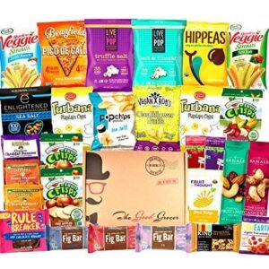 NON-GMO HEALTHY SNACKS Care Package (28 Ct): Snack Bars, Vegan Puffs, Popcorn, Fruit Snacks, Freeze Dried Fruit, Gift Box Variety Pack, College Student Military…